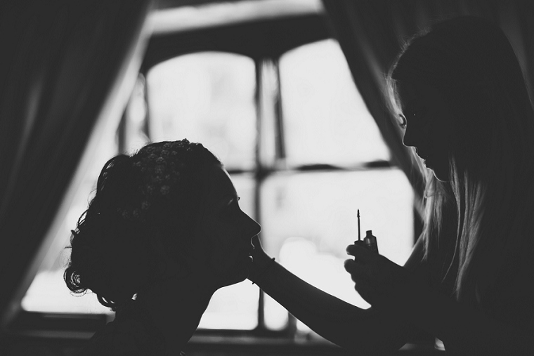 Wedding Photographer in Kent and London Annabelle and Charlie 002 Annabelle having her make up put on before her wedding day