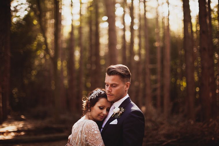 Bride and Groom hugging