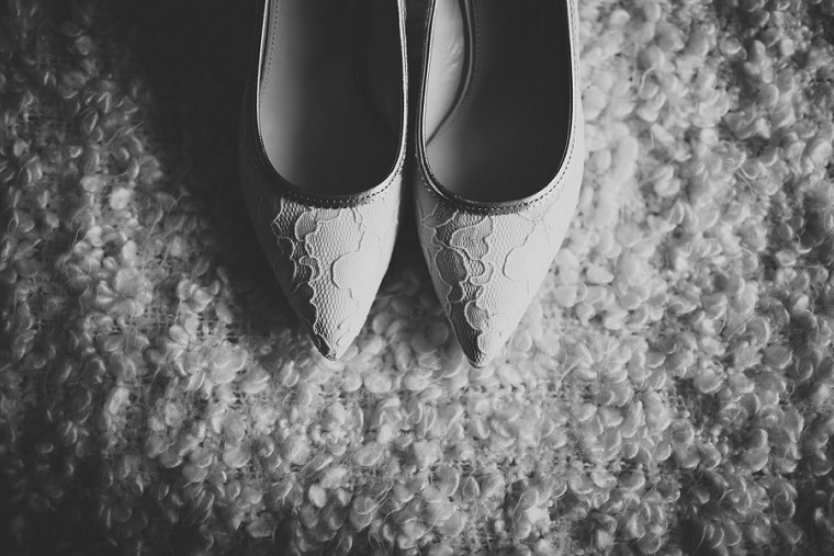 Brides wedding shoes in black and white
