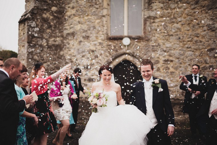 Confetti being throw by guests