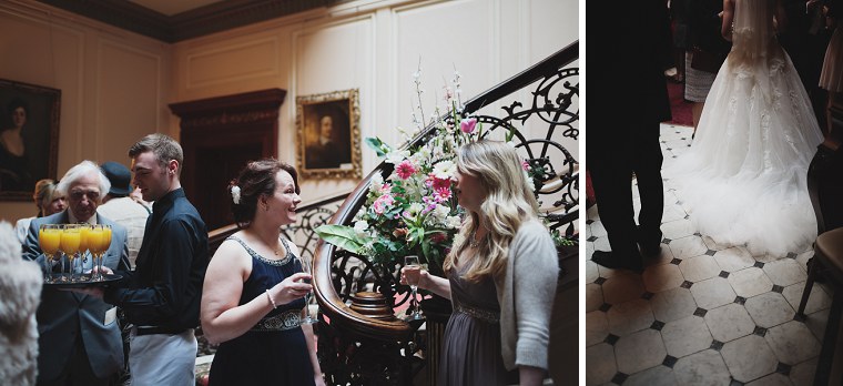 Bridesmaid chatting to wedding guests at Mount Ephraim Gardens