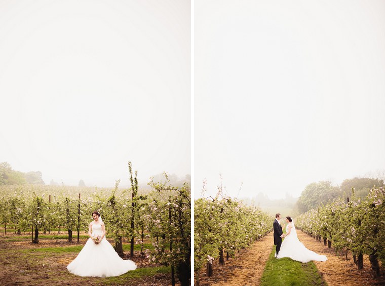 Bride and Groom in the gardens ogf Mount Ephraim in Kent