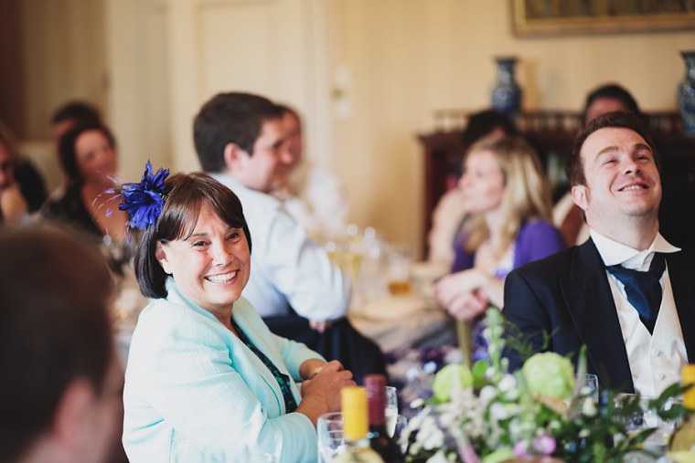 Mother of the bride lauging at Mount Ephraim Gardens during the wedding speeches