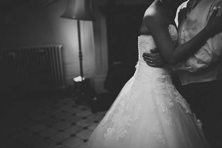 Balack and white photograph of wedding dress