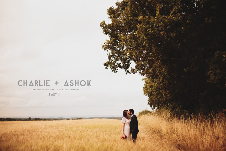 Bride and groom stood in a cornfield sharing a kiss. Photographed by Kent Wedding Photographer Paul Fuller after the wedding ceremony at St Mary's Church in Kent