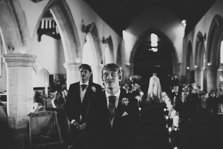 Groom waiting for his bride at Boys Hall Kent Wedding