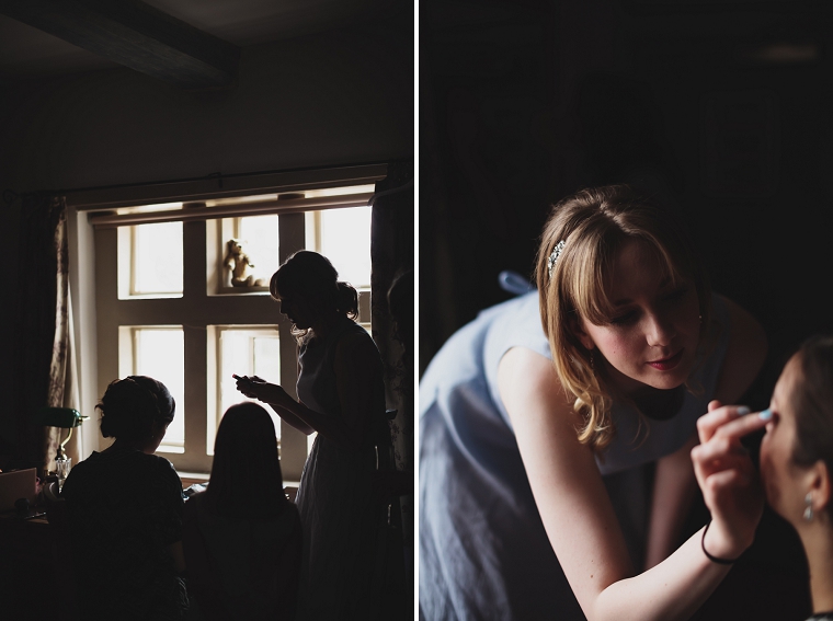 Bride getting ready at Chilham Village Hall Kent Wedding